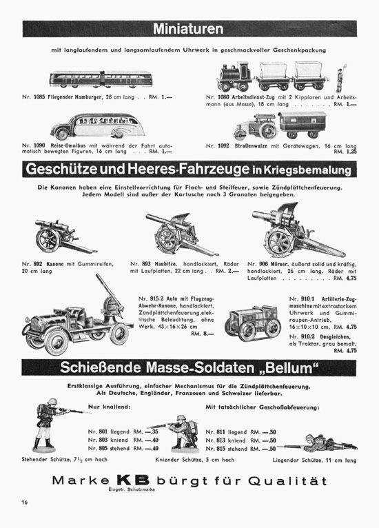 Seite 16 Karl Bub Spielwarenfabrik Nürnberg Katalog 1939