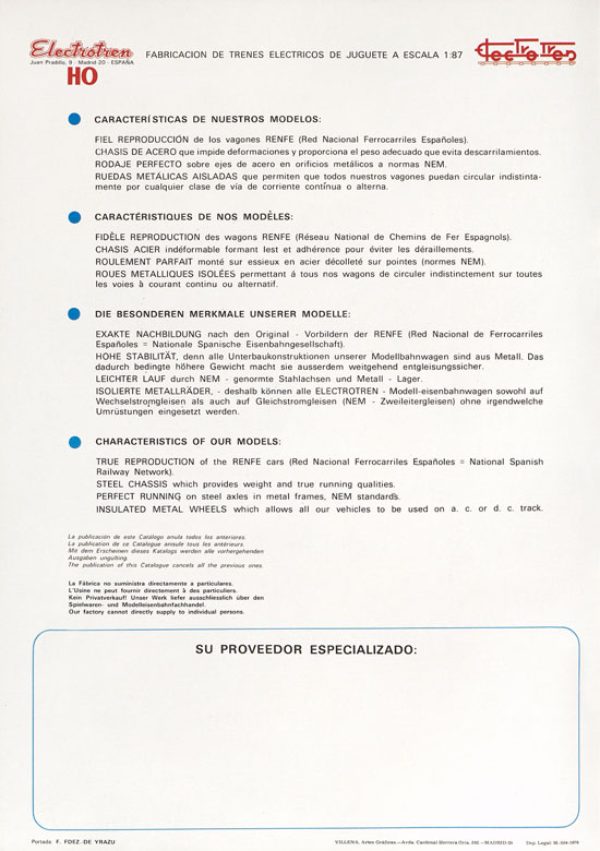 Seite 2 Electrotren Katalog 1978