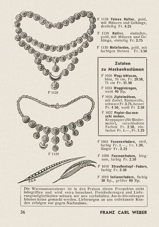 Franz Carl Weber Katalog Scherz, Ball und Fastnacht 1949