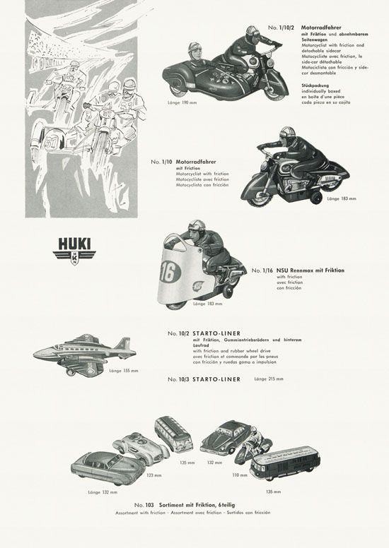 HUKI Patent-Blechspielwaren Prospekt 1964