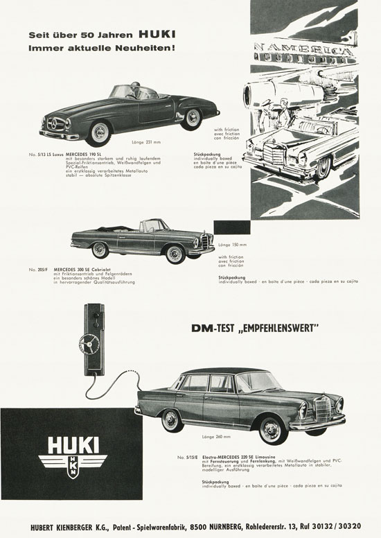 HUKI Patent-Blechspielwaren Prospekt 1964