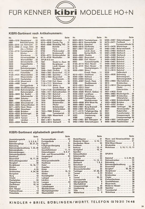 Kibri Katalog Modellbahn-Zubehör 1968-1969