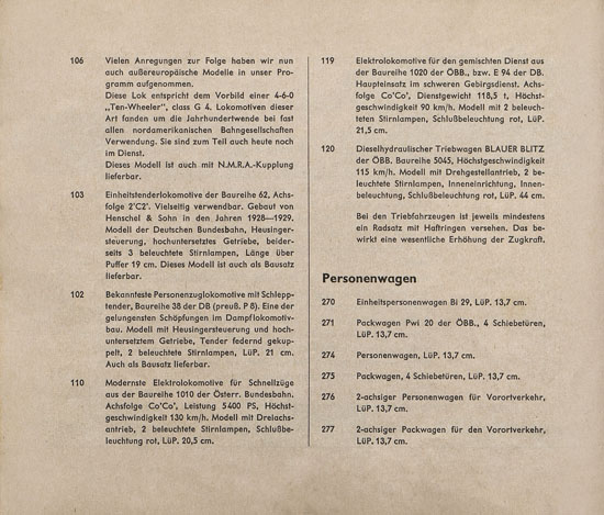 Liliput H0-Modellbahn Katalog 1962