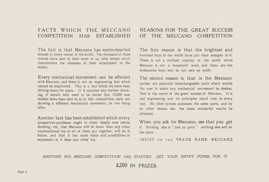 Meccano Prize Models catalog 1914-1915