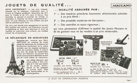 Meccano Jouets catalogue 1936-1937