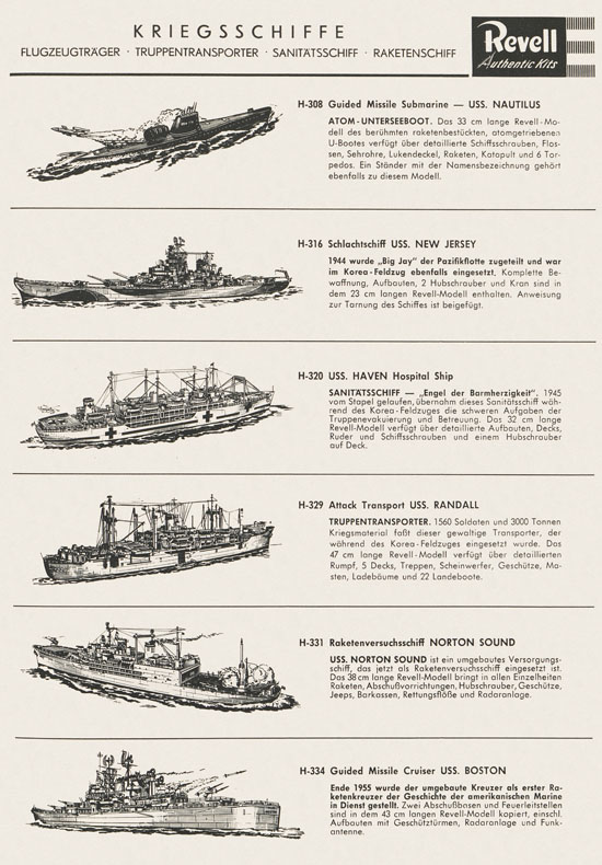 Revell Hobby Kits Katalog 1959