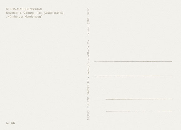 Steha-Märchenschau Postkarte Nuernberger Handelszug