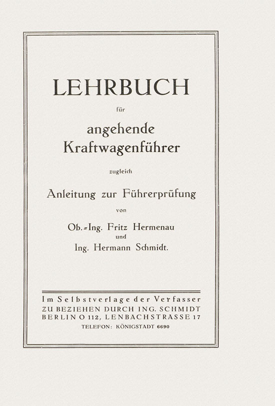 Autolehrbuch Ing. Schmidt 1928