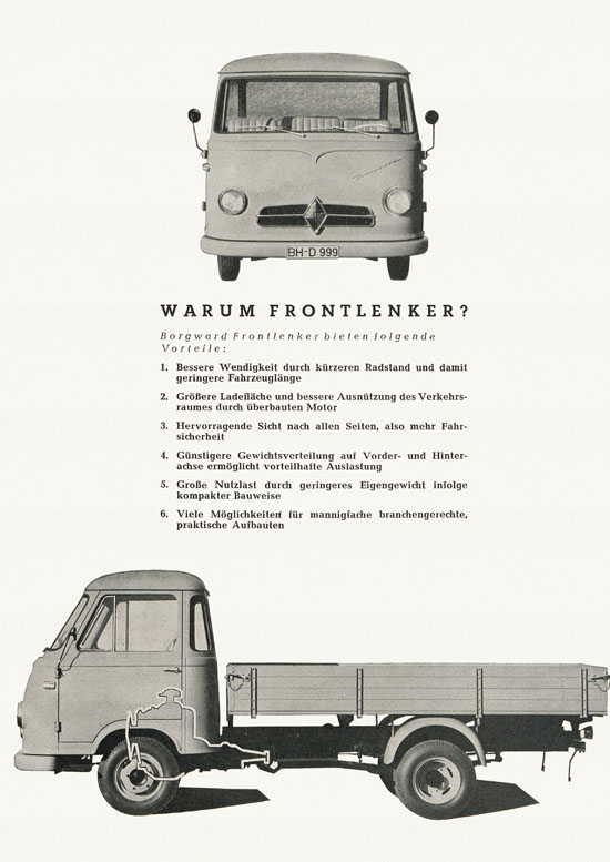 Broschüre Borgward B 611 Frontlenker 1959