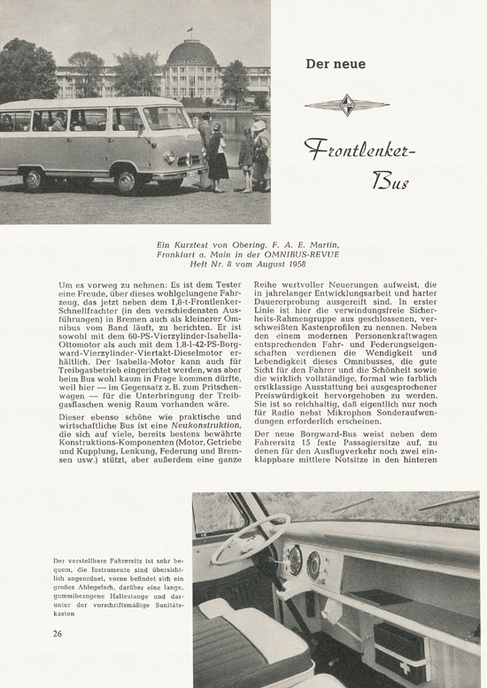 Broschüre Borgward B 611 Frontlenker 1959