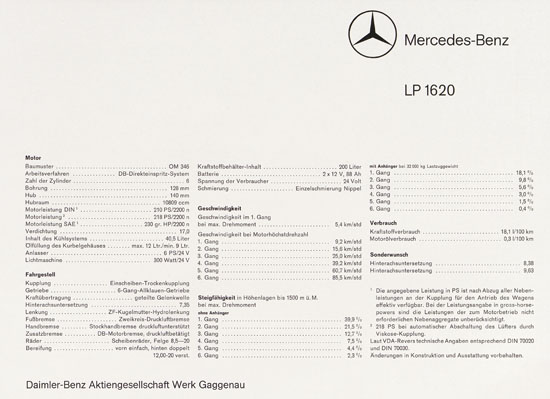 Prospekt Mercedes-Benz LP 1620 1965