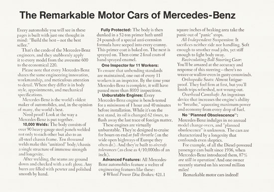Brochure Mercedes Benz of North America 1967