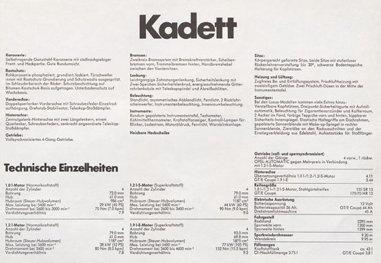 Prospekt Opel Kadett 1975