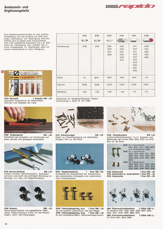 Seite 62 Arnold rapido Katalog 1970-1971