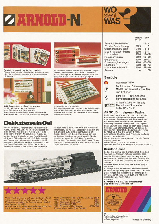 Arnold Katalog N-Modellbahnen 1976-1977