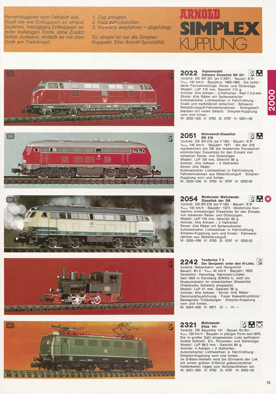 Seite 13 Arnold Katalog N-Modellbahnen 1977-1978