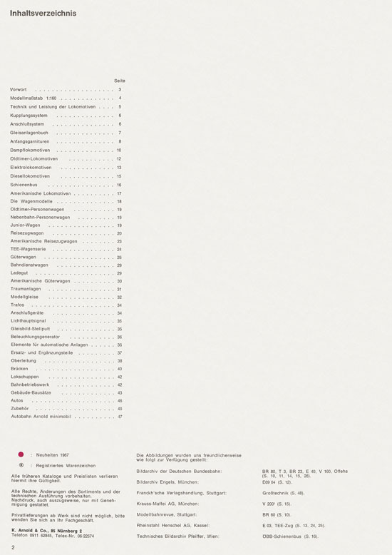 Arnold rapido Katalog 1967-1968