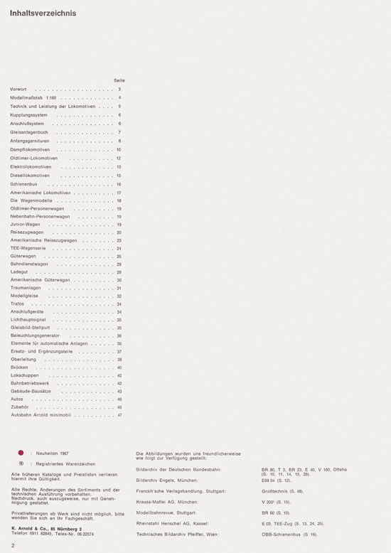 Arnold rapido Katalog 1967-1968