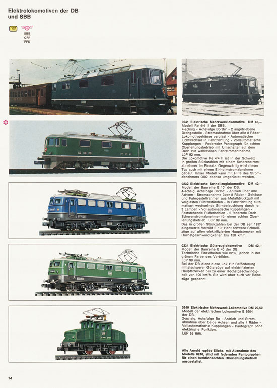 Arnold rapido Modellbahnkatalog 1969-1970