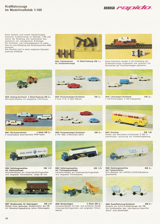 Arnold rapido Modellbahnkatalog 1969-1970