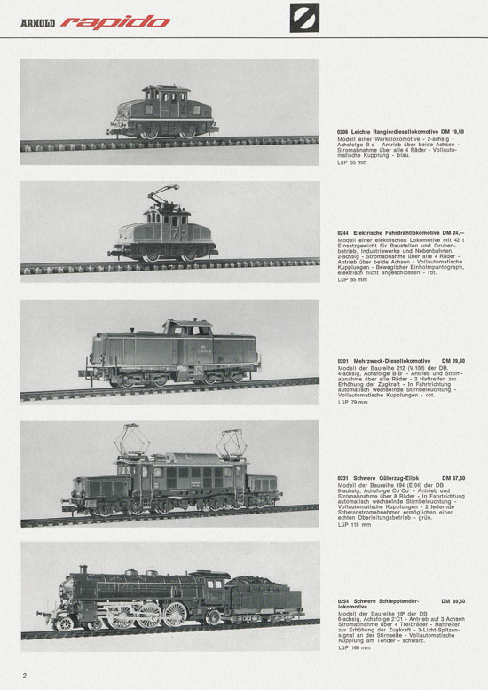 Arnold rapido Neuheiten 1970-1971