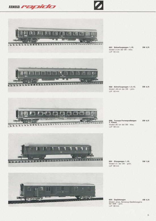 Arnold rapido Neuheiten 1970-1971