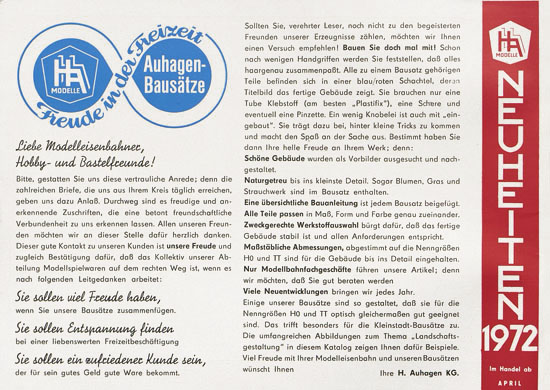 Auhagen Bausätze Katalog 1972