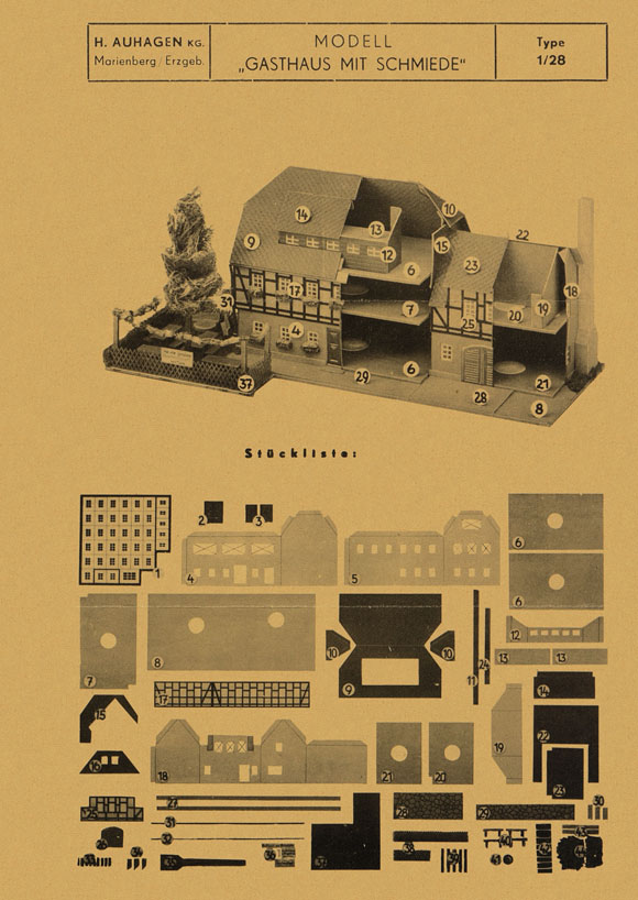 Auhagen Bauanleitung Modell Gasthaus mit Schmiede Type 1/28