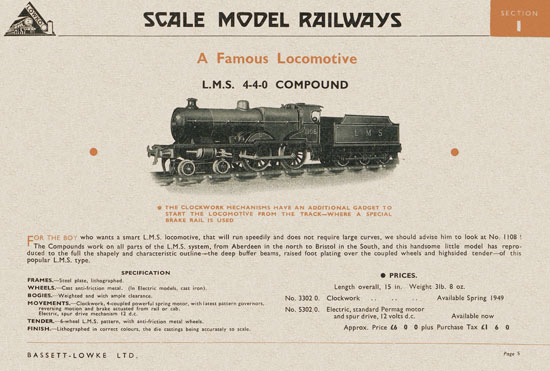 Bassett-Lowke Gauge 0 Scale Model Railways 1948