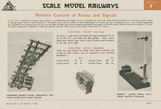 Bassett-Lowke Gauge 0 Scale Model Railways 1948