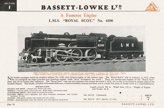 Bassett-Lowke Gauge 0 Scale Model Railways 1952