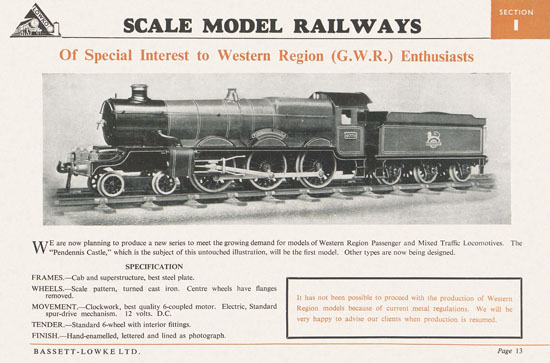 Bassett-Lowke Gauge 0 Scale Model Railways 1952