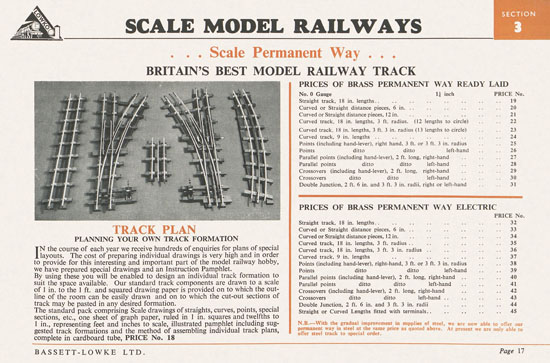 Bassett-Lowke Gauge 0 Scale Model Railways 1952