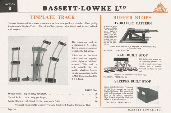 Bassett-Lowke Gauge 0 Scale Model Railways 1952