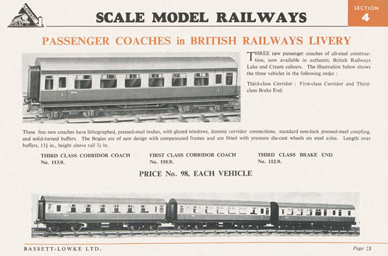 Bassett-Lowke Gauge 0 Scale Model Railways 1952