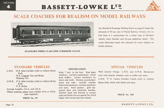 Bassett-Lowke Gauge 0 Scale Model Railways 1952