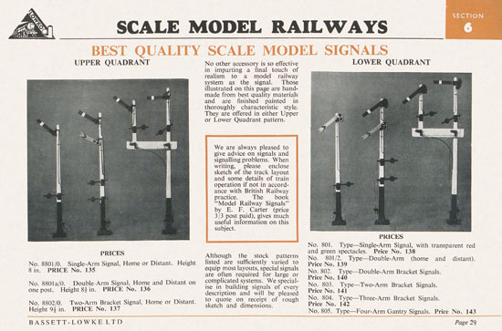 Bassett-Lowke Gauge 0 Scale Model Railways 1952