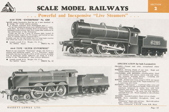 Bassett-Lowke Gauge 0 Scale Model Railways 1953