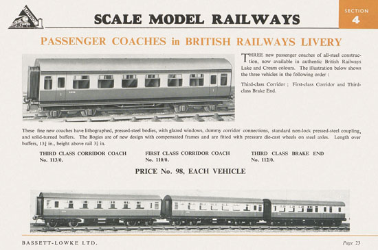 Bassett-Lowke Gauge 0 Scale Model Railways 1953