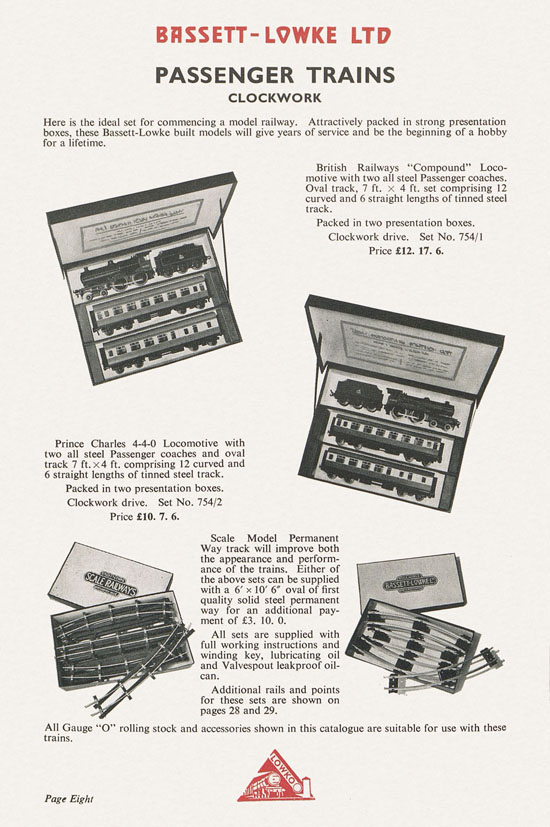 Bassett-Lowke Model Railways Gauge 0 and Gauge 00 catalog 1954