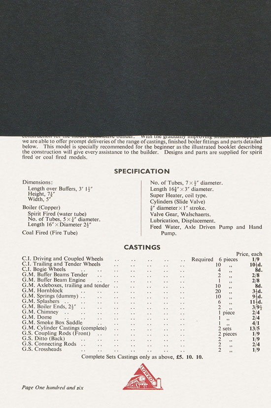 Bassett-Lowke Model Railways Gauge 0 and Gauge 00 catalog 1954