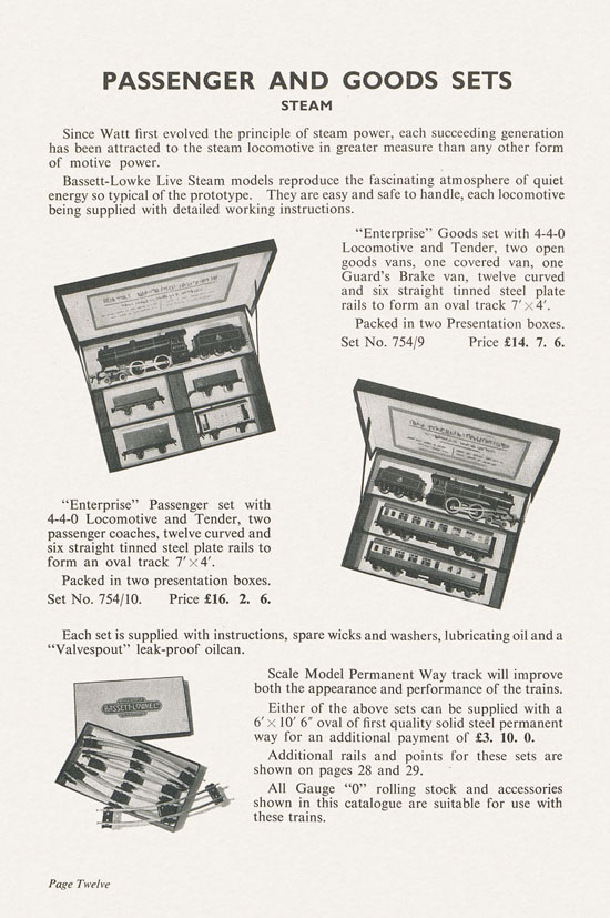 Bassett-Lowke Model Railways Gauge 0 and Gauge 00 catalog 1954