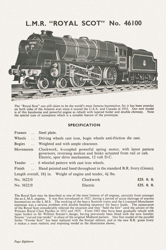 Bassett-Lowke Model Railways Gauge 0 and Gauge 00 catalog 1954