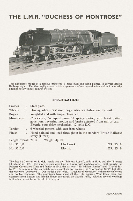 Bassett-Lowke Model Railways Gauge 0 and Gauge 00 catalog 1954