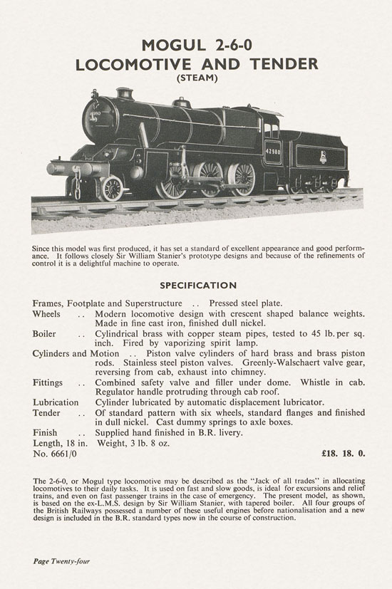 Bassett-Lowke Model Railways Gauge 0 and Gauge 00 catalog 1954