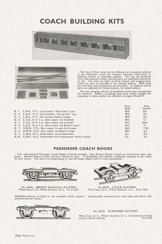 Bassett-Lowke Model Railways Gauge 0 and Gauge 00 catalog 1954