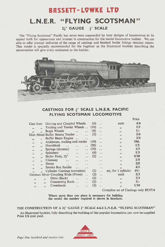 Bassett-Lowke Model Railway and Engineering catalogue 1959