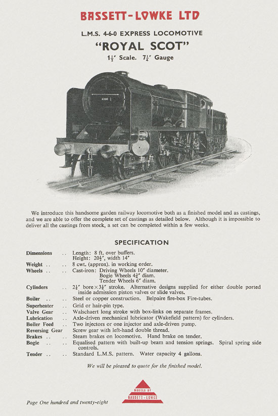 Bassett-Lowke Model Railway and Engineering catalogue 1959