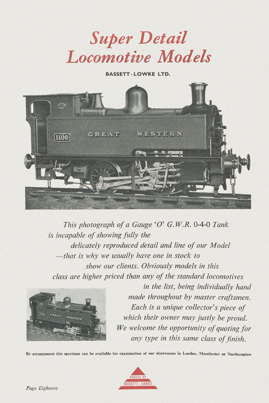 Bassett-Lowke Model Railway and Engineering catalogue 1959