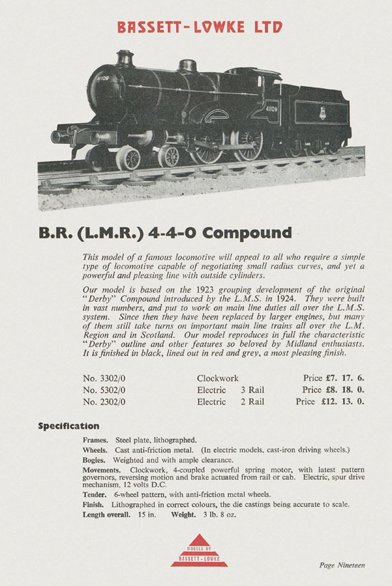 Bassett-Lowke Model Railway and Engineering catalogue 1959